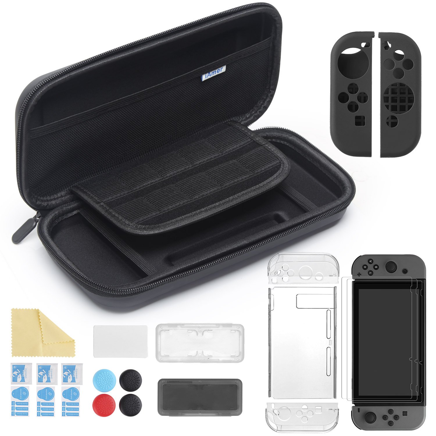 iAmer  Accesorios para Nintendo Switch con Funda Switch Funda Transparente Protector