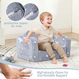 MeMoreCool Kids Couch Sofa Folding Toddler Chair Bed Grey view 6