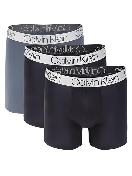 CALVIN KLEIN MEN`S MICROFIBER BOXER BRIEFS PACK OF 3 (BLACK(NP2214-051)/GREY, X-LARGE)