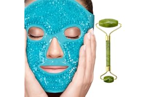 Perfecore Ice Face Mask + Jade Roller - Beauty Roller Face Neck Massage Tool - Stone Face Roller & Facial Mask Set for Wrinkles Fine Lines & Anti Aging, Puffy Eyes, Dark Circles & Overall Skin Care
