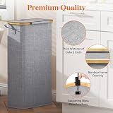 Lifewit 65L Slim Laundry Basket with Lid Narrow Foldable Clean Gray view 7