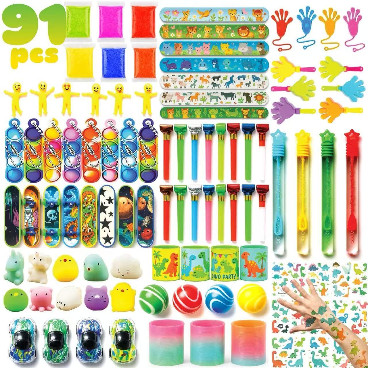 91PCS Party Bag Fillers for Kids - Bulk Festive Party Bag Fillers, Classroom Rewards, Christmas Stocking Stuffers, Pass the Parcel Gifts, Treasure Box Toy, Holiday Party Gifts & Kids Prize Toys
