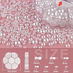 Nail Art Flat Back Half Round Pearl Kits 3, 1 Box