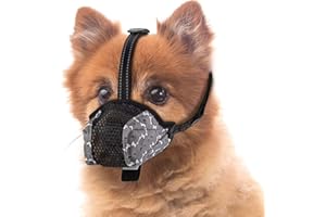 BONTHEE Dog Muzzle,Soft Mesh Muzzle for Small Medium Large Sized Dogs,Breathable Adjustable Puppy Muzzles for Scavenging Grooming Biting Chewing and Licking,Prevent Poisoned Bait Muzzle