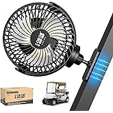 10L0L Magnetic Golf Cart Fan Rechargeable with Flexible Tripod Mount - 10000mAh Battery Operated Portable Fan 360° Rotatable Head, Fits for Yamaha/EZGO/Club Car Golf Cart with LED Light