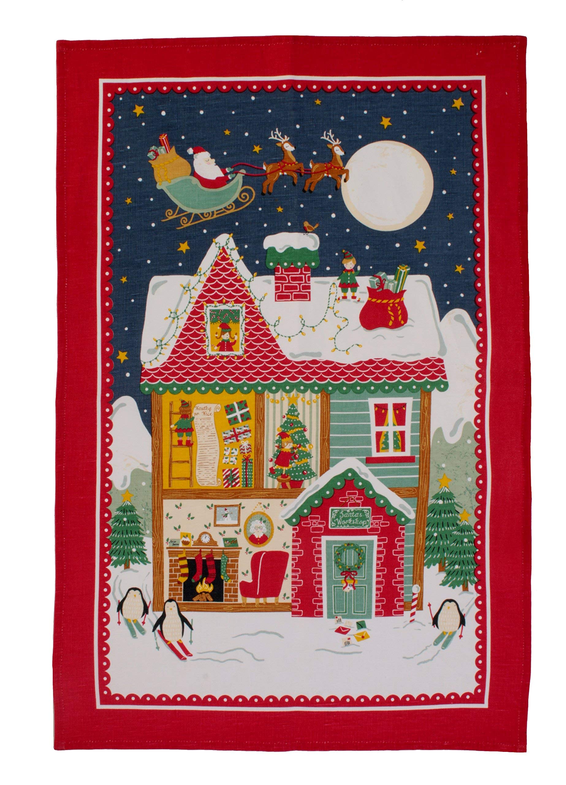 Ulster Weavers Santa's Workshop Linen Tea Towel