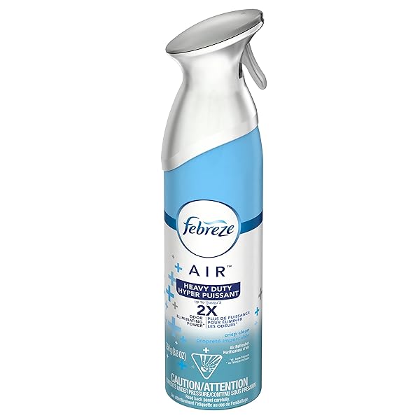 FEBREZE AIR MIST AIR FRESHENER SPRAY, ODOR-FIGHTING ROOM SPRAY, AIR FRESHENERS FOR HOME AND BATHROOM AND KITCHEN, AEROSOL CAN, HEAVY DUTY CRISP CLEAN SCENT, 8.8OZ, 1 COUNT