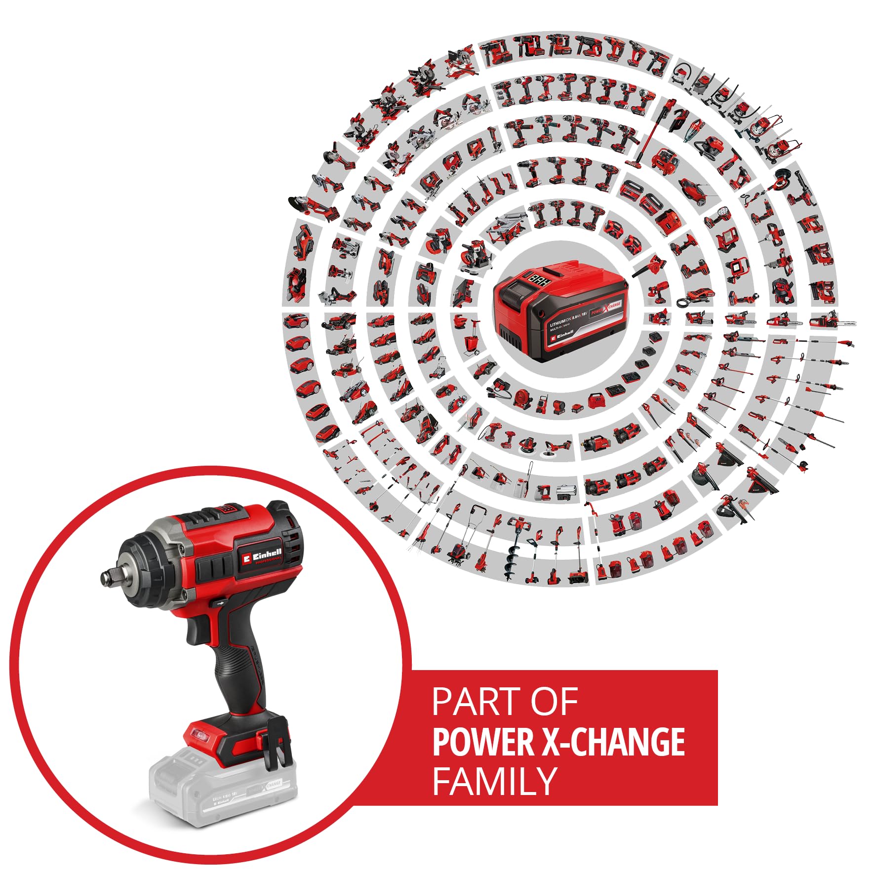 Einhell Professional Akku-Schlagschrauber IMPAXXO 18/450 Power X-Change (18 V, 450 Nm, 3 Leistungsstufen, Brushless, 1/2"-Aufnahme, inkl. Nuss-Set, ohne Akku) 2