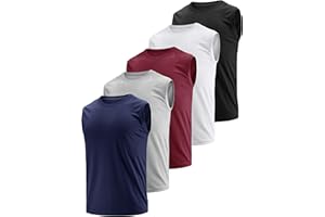 TCHUMUM Men's Dry Fit Moisture Wicking 3 & 5 Pack Tech Quick Dry Sleeveless Shirts Mesh Crew Active Athletic Tank Tops