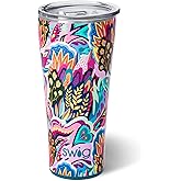 Swig Life 32oz Insulated Tumbler, Travel Coffee Tumbler with Lid, Cup Holder Friendly Travel Coffee Mug, Stainless Steel with Lid (Bazaar)