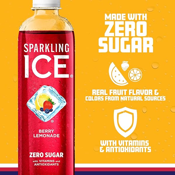 SPARKLING ICE, BERRY LEMONADE SPARKLING WATER, ZERO SUGAR FLAVORED WATER, WITH VITAMINS AND ANTIOXIDANTS, LOW CALORIE BEVERAGE, 17 FL OZ BOTTLES (PACK OF 12)