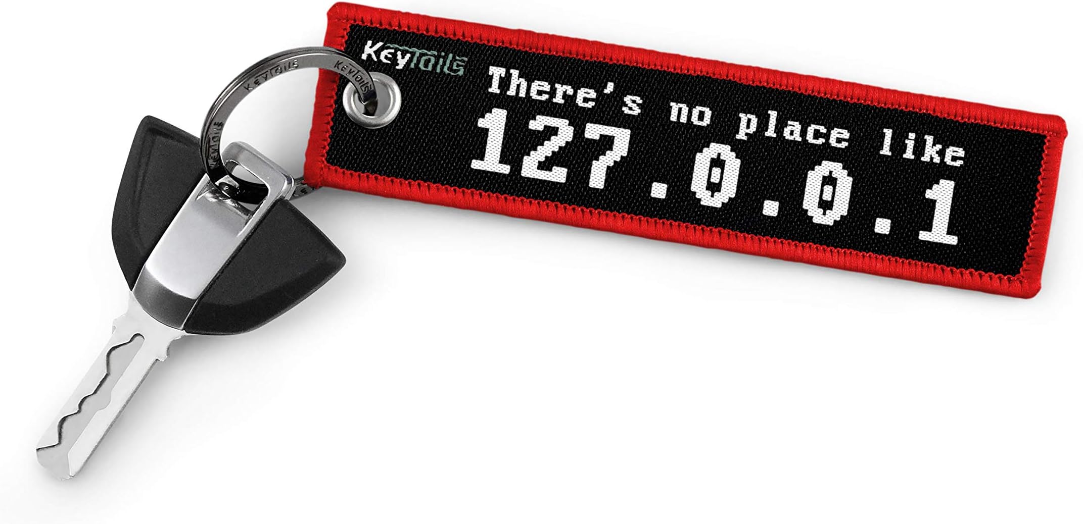 KEYTAILS Keychains, Premium Quality Key Tag for Coder, Developer, Engineer [There's No Place Like 127.0.0.1 (Home)]