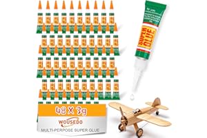WOUSEDO 48 X 3g Super Glue Clear, Strong Adhesive,Super Glue Fast Drying Cyanoacrylate Glue for Wood,Rubber,Leather, Plastic, Metal, Rhinestone Jewelry, DIY Crafts…