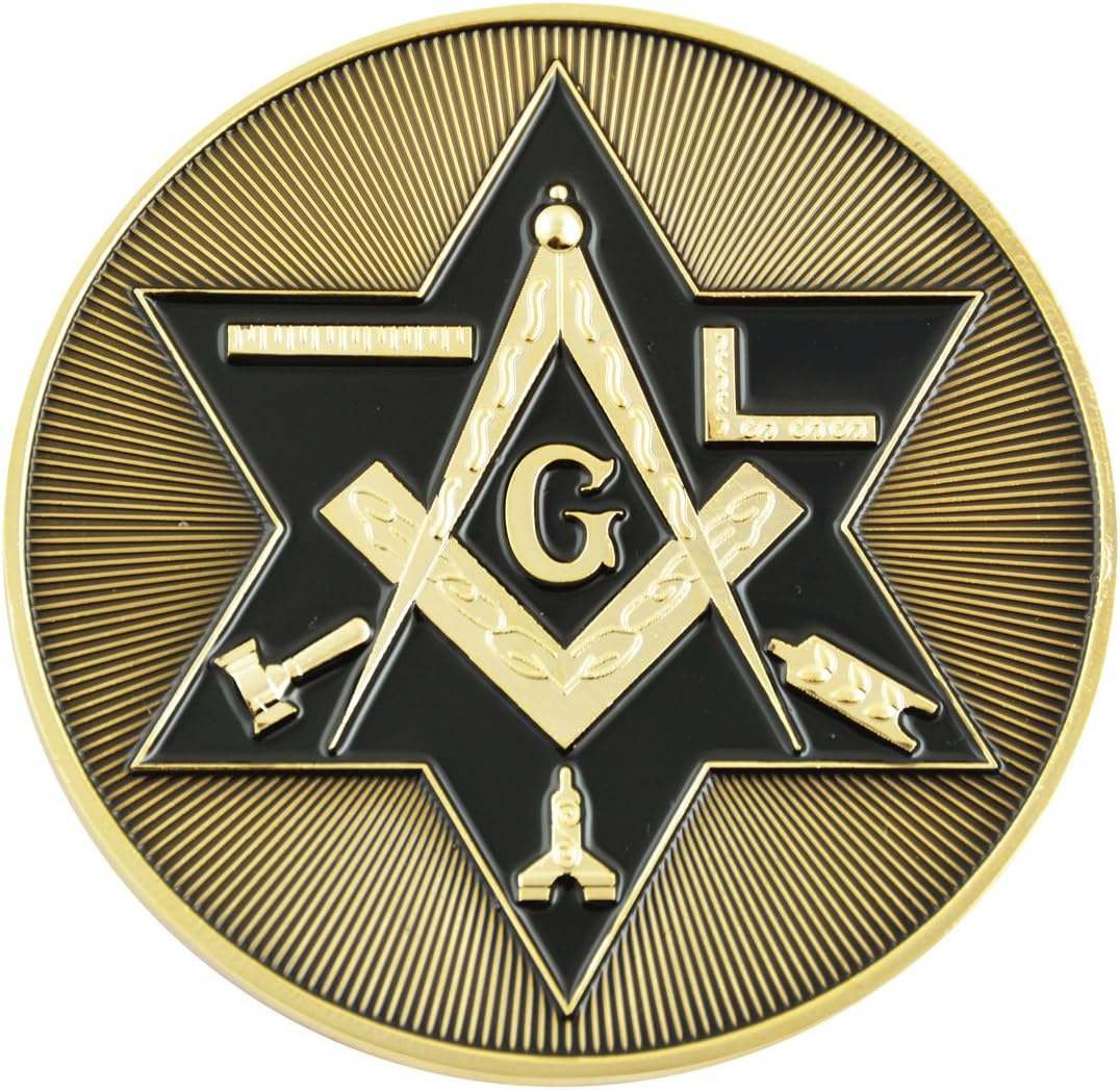 Amazon Com Shining Star Of David Working Tools Square Compass Masonic Auto Emblem Gold Black 3 Diameter Automotive