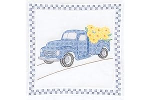 Jack Dempsey Quilt Blocks 18X18 W Flower DEL, White