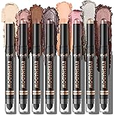 LANGMANNI 8Colors Dual-Ended Cream Eyeshadow Stick Set – Silky Smooth, Waterproof & Transfer-Proof, Built-in Blender Brush, A