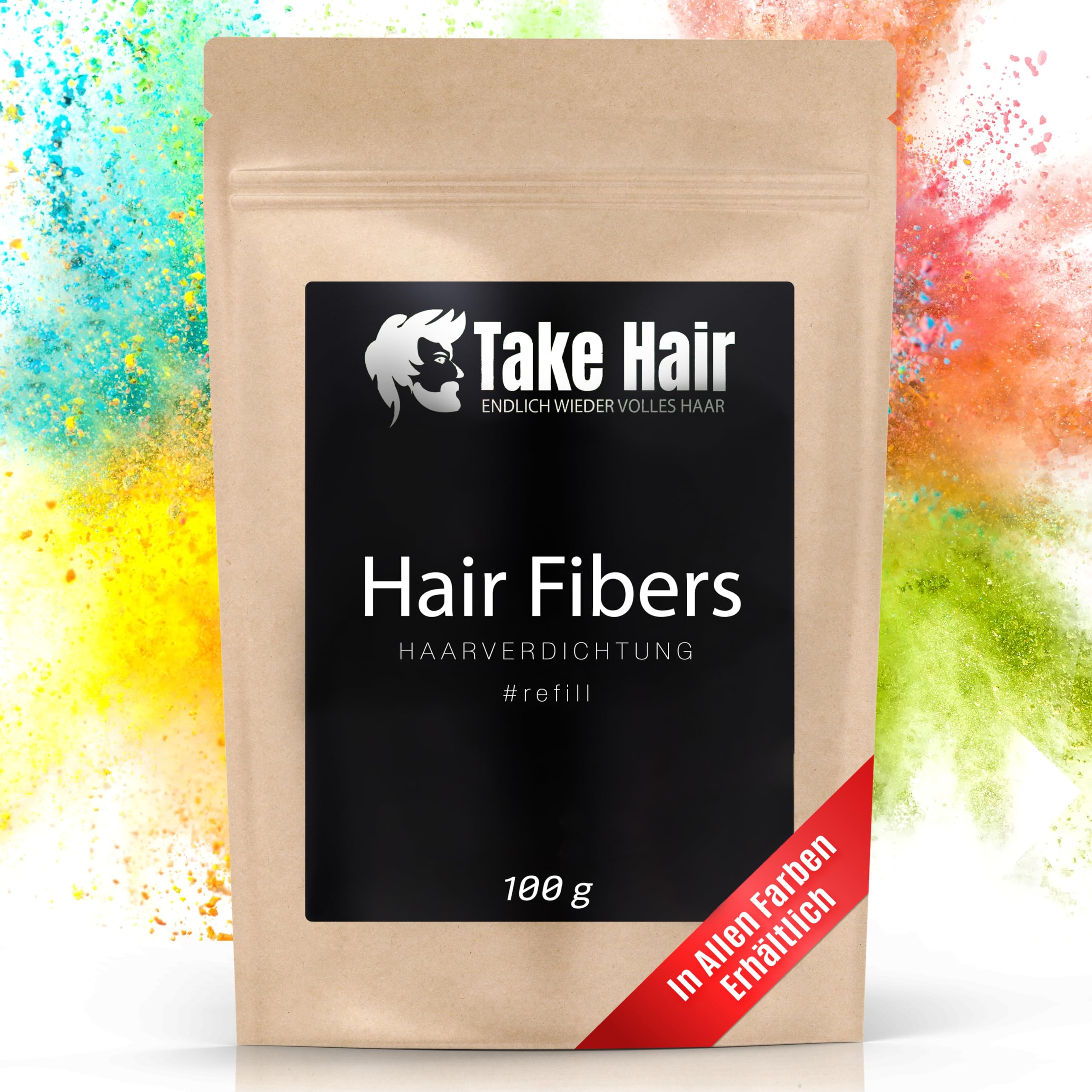 Take Hair Scatter Hair Refill Bag 100 g I Holds in Rain and Wind I For Men and Women I Pouring Hair for Hair Thickening I Hair Fibers Hair Powder Hair Powder Hair Loss (Scatter Hair Dark Brown)
