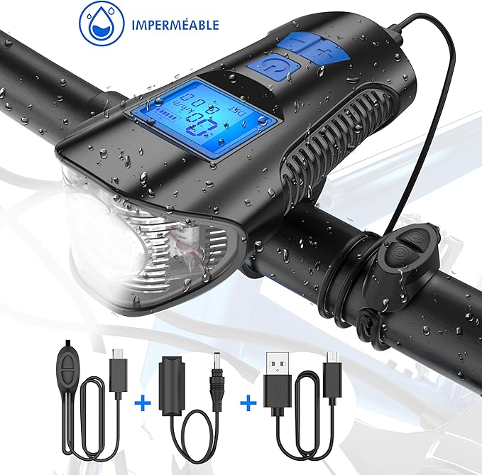 Lampe Vélo 1600 Lumens Ultra Lumineuse Éclairage Vélo 6 + 4