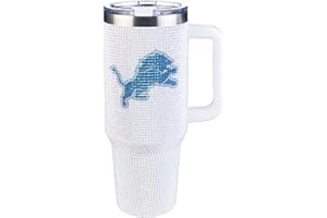The Memory Company Officially Licensed NFL 40oz Stainless Steel Tumbler - Double Wall Insulated Travel Cup with Handle and Straw Lid - Crystal Rhinestone Design