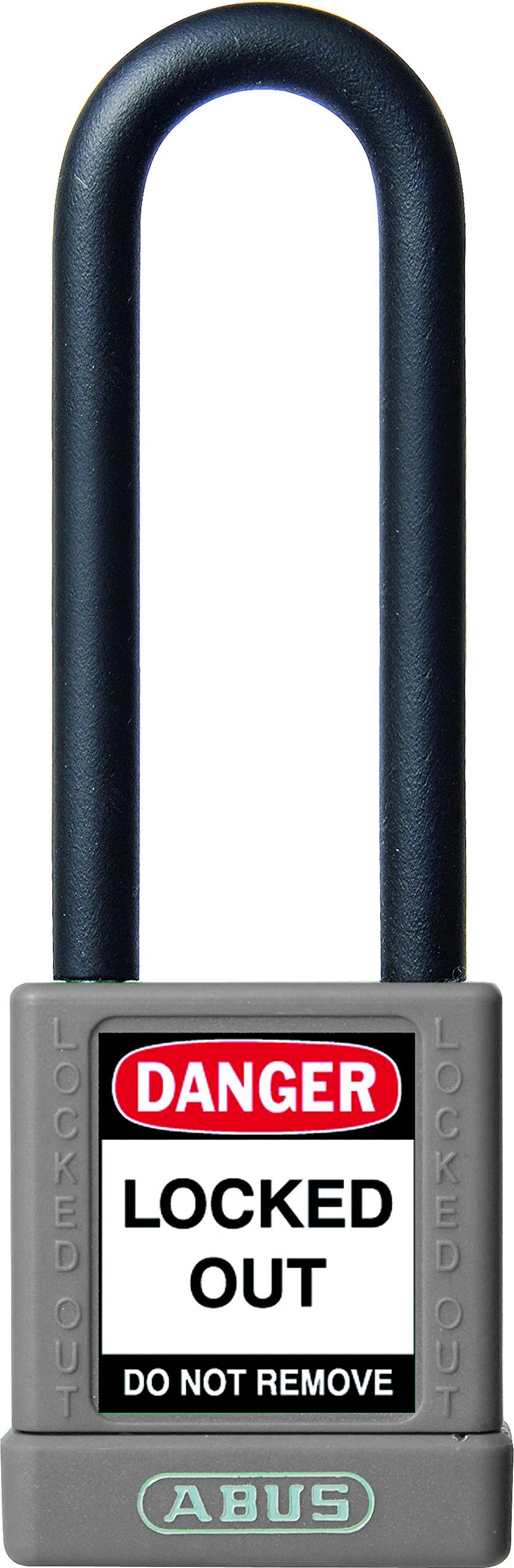 ABUS 58988 75mm Non Conductive Lock Out Tag Out Long Shackle Anodized Aluminium Padlock - Grey