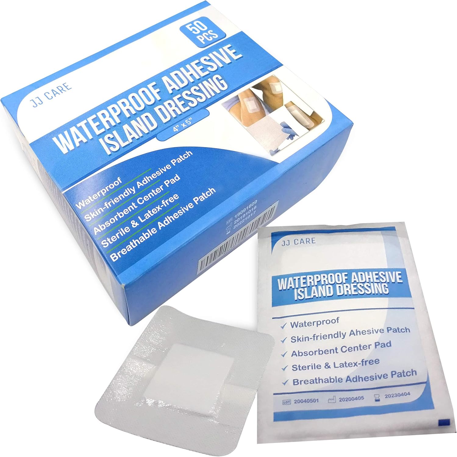JJ CARE [Pack of 50] Waterproof Adhesive Island Dressing 4