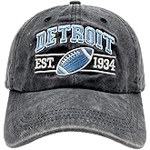 Embroidered City Hat for Men Women Vintage Washed Denim Football Fans Hat Adjustable Cotton Baseball Cap