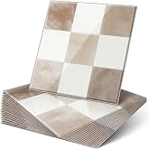 Nuanchu 20Pcs Peel and Stick Backsplash 7.75 x 7.75 Wall Tile, Beige Luxor | 3D Peel and Stick Backsplash, Adhesive Waterproof Checkered Backsplash for Kitchen Bathroom Fireplace