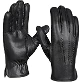 FIORETTO Men’s Chrome-Free Leather Gloves Winter – Touchscreen Driving Gloves with Warm Wool Lining M24001