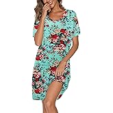 Kabento Nightgowns for Women Soft Cotton Sleep Shirts Short Sleeve Sleepwear S-XXL