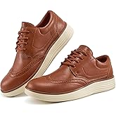 Larwen Mens Oxford Dress Shoes: Comfortable PU Leather Business Casual Shoe for Office Work
