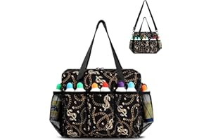 FOKDUVB Bingo Bag with Pockets for Daubers Dabbers Dobbers Dotters Casino Bingo Game Accessories for Adults Seniors Gold/Black