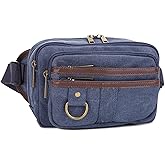JESSIE & JAMES Klamath Canvas Concealed Carry Belt Bag, Adjustable Crossbody Fanny Packs for Men Women (Blue)