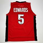 Facsimile Autographed Anthony Edwards Georgia Red Reprint Laser Auto College Basketball Jersey Size Men's XL