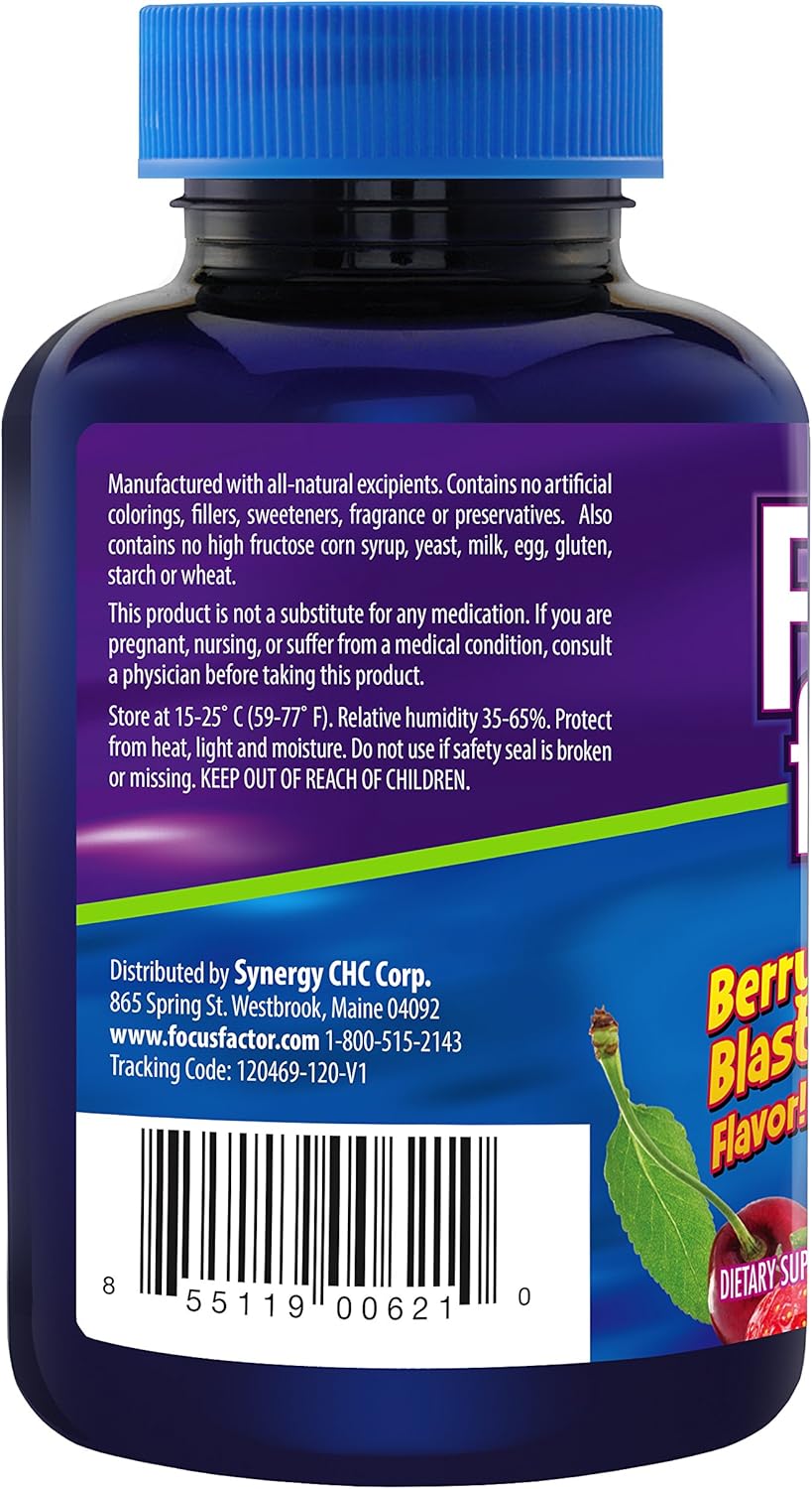 Focus Factor, Kids Extra Strength Daily Chewable for Brain Health Support, 120 Count: Health & Personal Care