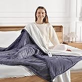 Heating Blankets Heated Throw 50''X60'' - Purple Heated Blanket Flannel Sherpa Double Sided Electric Blanket with 5 Heat Settings & 4 Hours Auto-Off, Small Electric Throw for Grandma Gifts(Lavender)