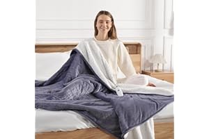 MOLATINK Heating Blankets Heated Throw 50''X60'' - Purple Heated Blanket Flannel Sherpa Double Sided Electric Blanket with 5 Heat Settings & 4 Hours Auto-Off, Small Electric Throw for Grandma Gifts(Lavender)