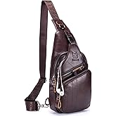 Cross body Bags for Men Leather Sling Bag Casual Daypacks Chest Bags Shoulder Bag Travel Hiking Backpacks