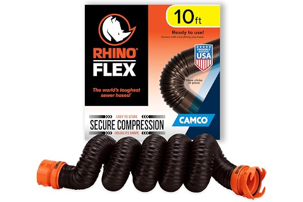 Camco RhinoFLEX 10ft RV Sewer Hose Extension Kit with Swivel Fitting, Extend Your Sewer Hose to Fit Your Needs, Frustration F
