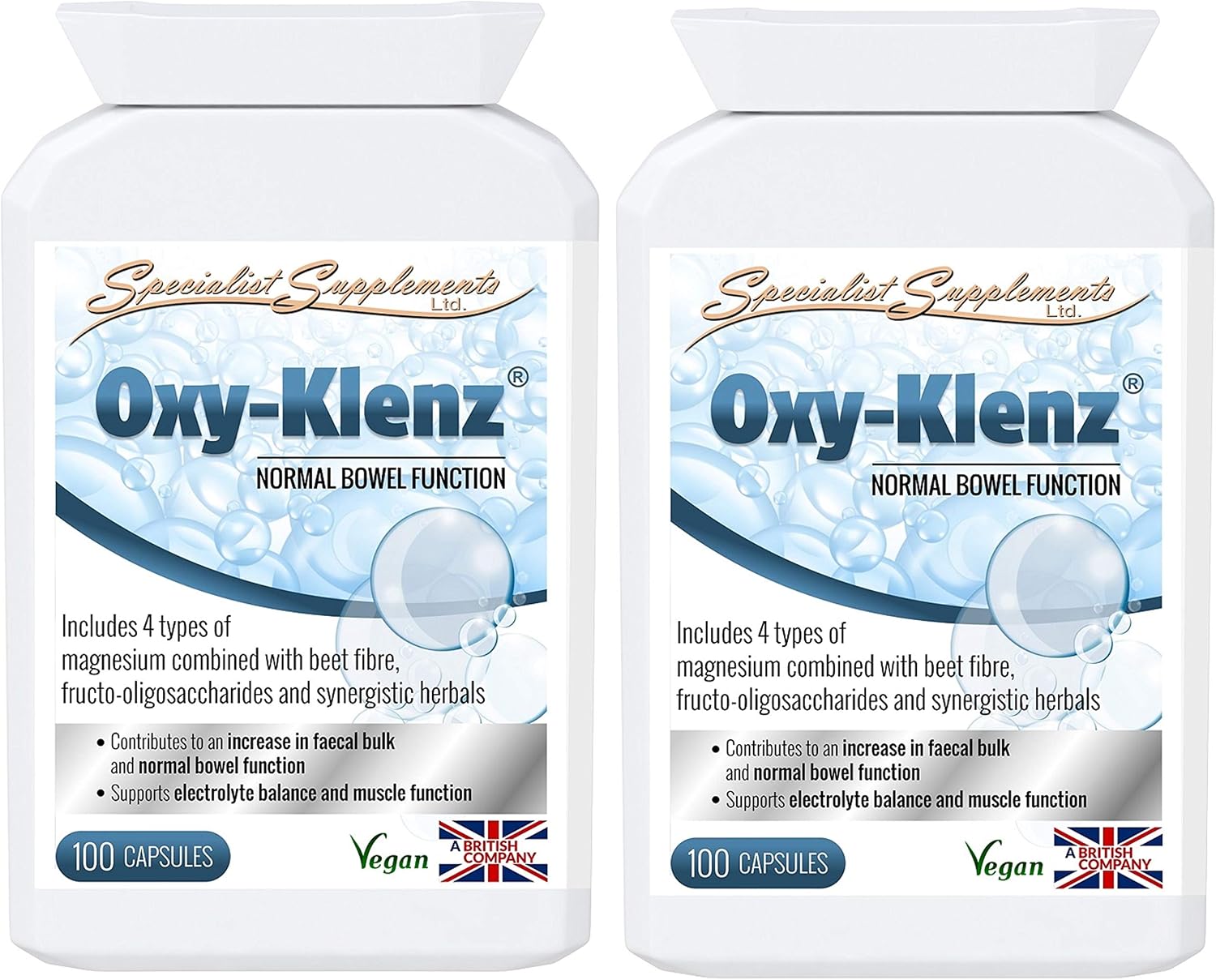 Specialist Supplements Oxy-Klenz Healthy Bowel Function 100 Capsules (Pack of 2), White, 100 count (Pack of 2)
