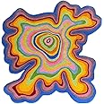 ECLATIQUE RUG Irregular Shaped Custom Throw Rug Illusion Pattern Hand-Tufted Wool Handmade Area Rug for Home, Bedroom, Living Room, Kids Room (3X3)