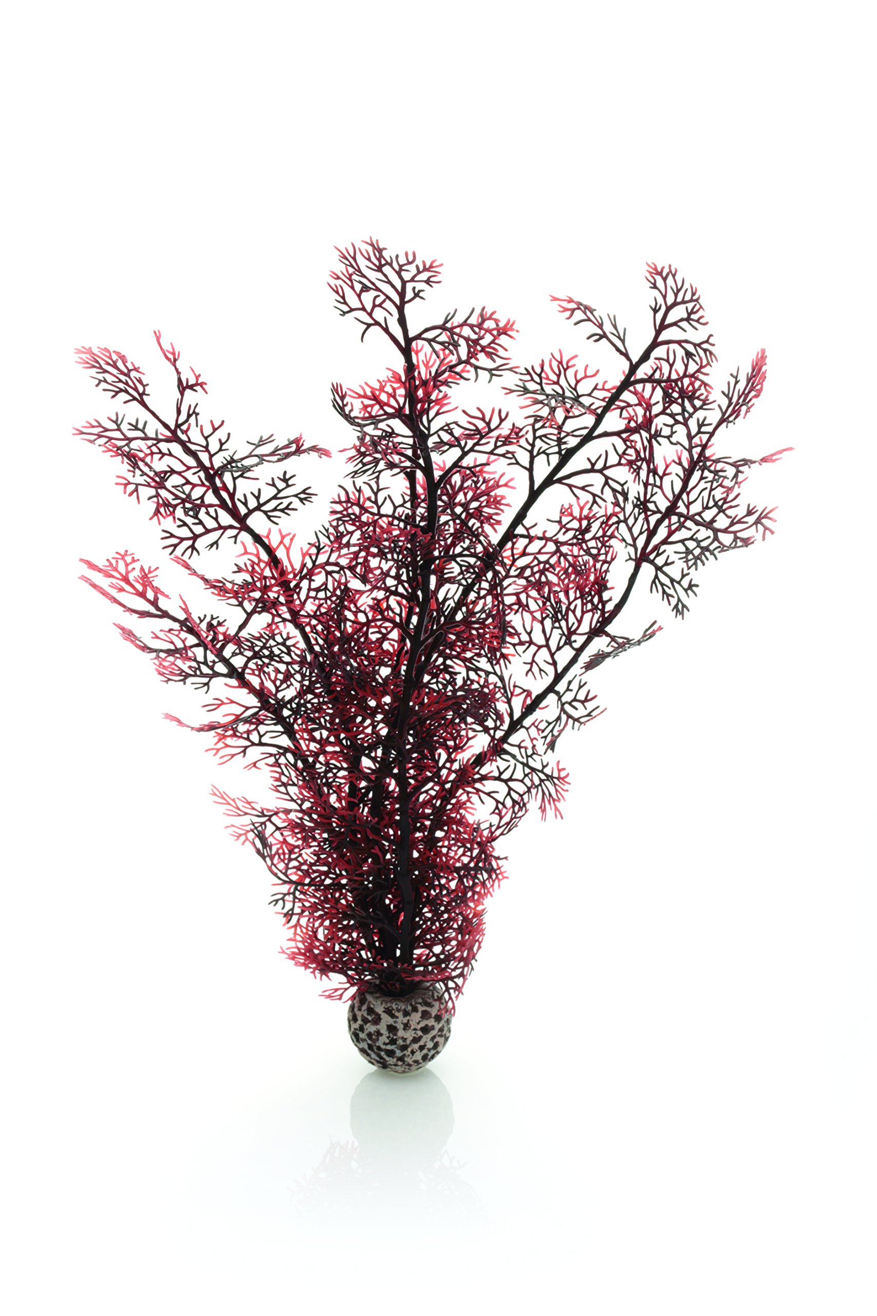 biOrb Fish Tank Decorations, Sea Fan Large Plant With Weighted Ball (1 x Crimson Aquarium Plant), Artificial Fish Tank Decor To Add Pop Of Colour, Natural-Looking Aquarium Decor For Scenic Background