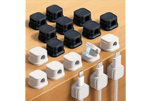 18 Pack Magnetic Cord Organizer, Effortless Cord Management, Computer Cable Organizer, Sticky Cable Clips for Desk and Home (