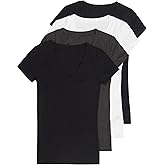 4 Pack Zenana Women's Basic V-Neck