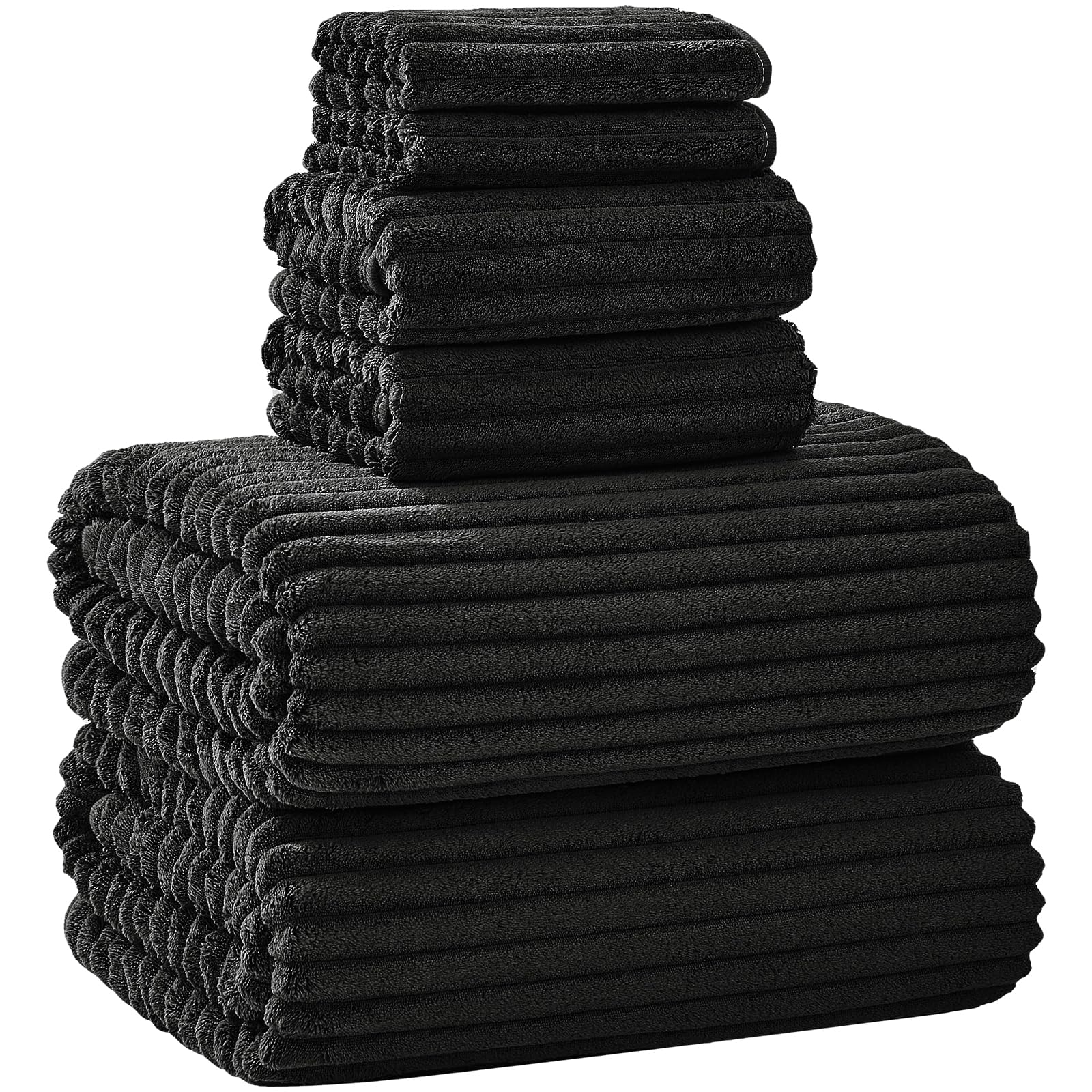 Photo 1 of **MINOR DAMAGE - USED**
NALIVO Extra Large Bath Towel Set of 6 (40"x80"),Oversized Bath Sheet Super Soft Highly Absorbent Microfibers Quick Dry Luxury Shower Towel for Bathroom Spa Gym Hotel Yoga (Black, 6Piece)