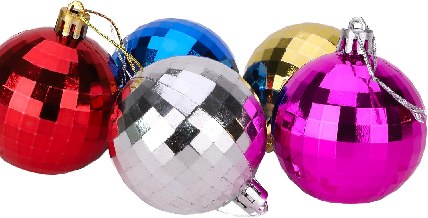 Christmas Concepts® Pack of 10-60mm (2.4") Christmas Tree Baubles - Shiny Disco Ball Baubles, Assorted - Image 3