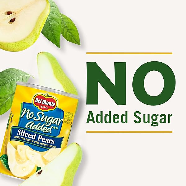 DEL MONTE CANNED BARTLETT SLICED PEARS IN WATER, ARTIFICIALLY SWEETENED, NO SUGAR ADDED, 14.5-OUNCE