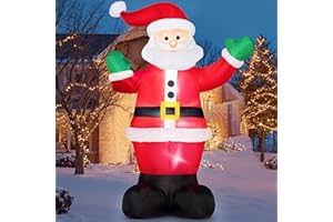 Joiedomi 6 FT Christmas Inflatable Santa with Gift Bag, Blow Up Xmas Inflatable Decorations with Build in LEDs for Christmas Decor, Yard Outdoor Garden Lawn Winter Decorations