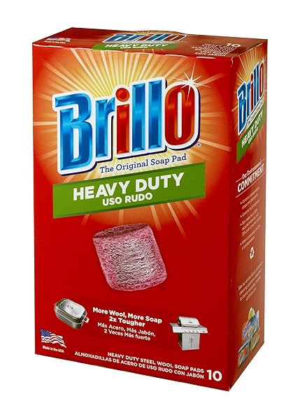 BRILLO HEAVY DUTY STEEL WOOL SOAP PADS, ORIGINAL RED SCENT, 10-COUNT