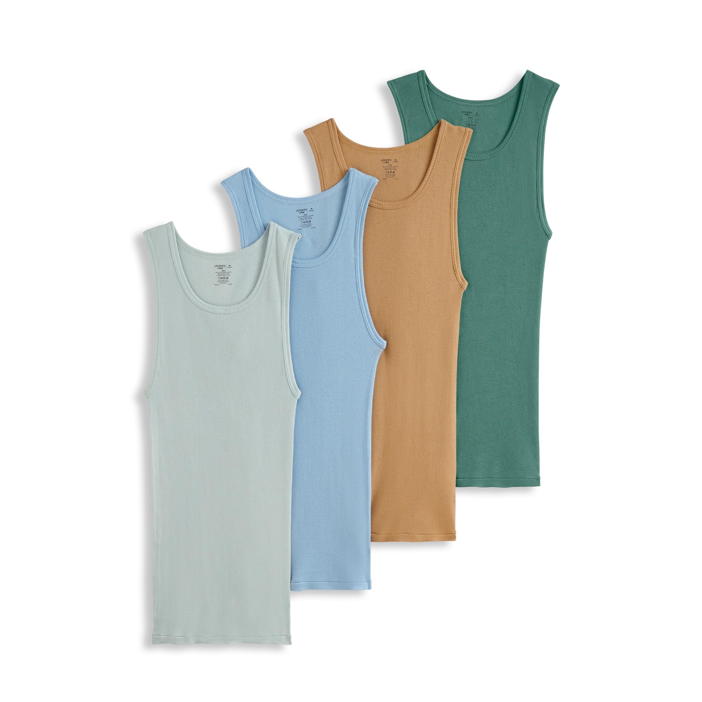 Jockey Men's Undershirt 100% Cotton A-Shirt Tank - 4 Pack, Golden Air, L Image