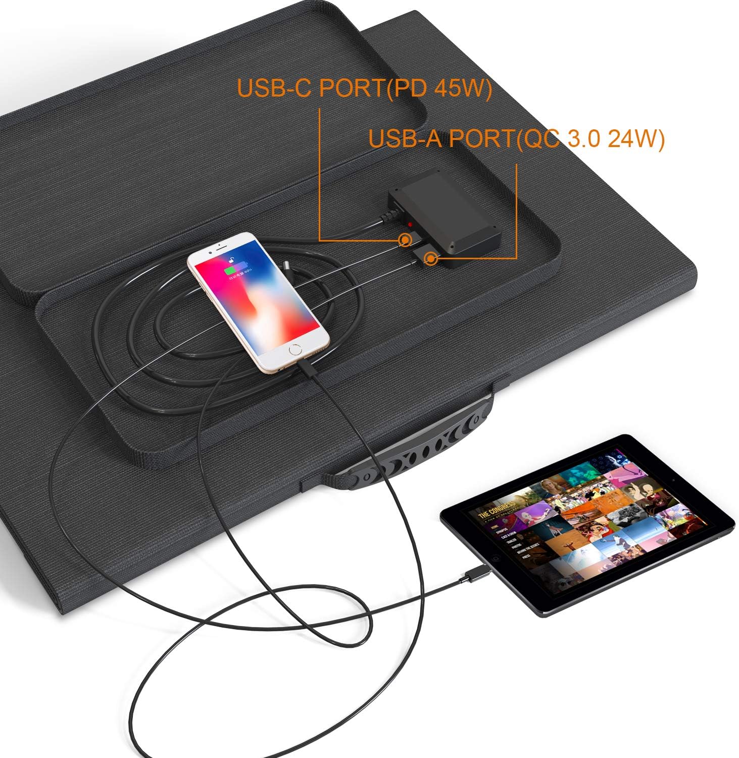 BALDR 120W Portable Solar Panel for Power Station Solar Generator, Foldable Solar Cell Charger with Dual USB Ports & 18V DC Output for RV Boat Car: Garden & Outdoor
